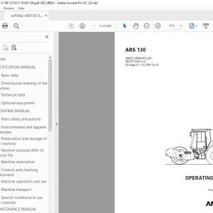 Ammann ARS 130 Single Drum Roller Operating Manual 2373012 PDF
