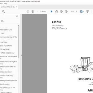 Ammann ARS 130 Single Drum Roller Operating Manual 2373012 PDF