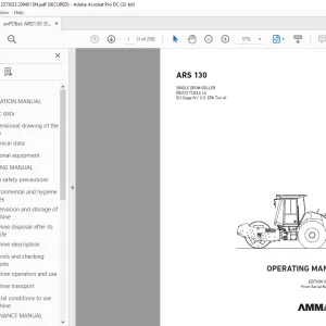 Ammann ARS 130 Single Drum Roller Operating Manual 2373023 PDF