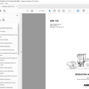 Ammann ARS 130 Single Drum Roller Operating Manual 3001632 PDF