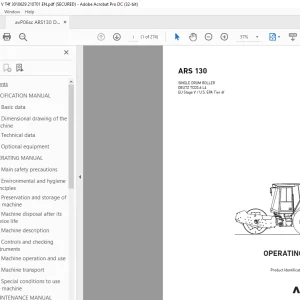 Ammann ARS 130 Single Drum Roller Operating Manual 3010629 PDF