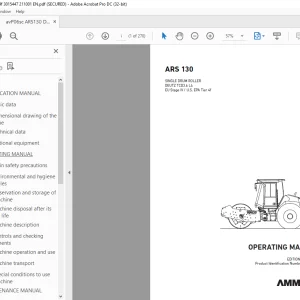 Ammann ARS 130 Single Drum Roller Operating Manual 3015447 PDF