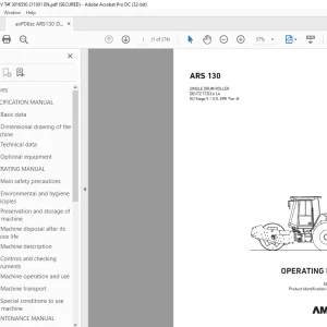 Ammann ARS 130 Single Drum Roller Operating Manual 3016550 PDF