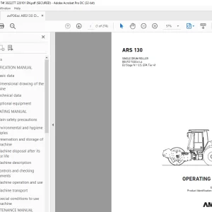 Ammann ARS 130 Single Drum Roller Operating Manual 3022277 PDF