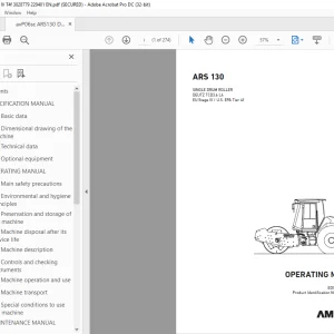 Ammann ARS 130 Single Drum Roller Operating Manual 3028779 PDF