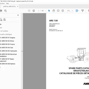 Ammann ARS 130 Single Drum Roller Parts Catalogue Manual 2373012 PDF