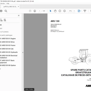 Ammann ARS 130 Single Drum Roller Parts Catalogue Manual 2393004 PDF