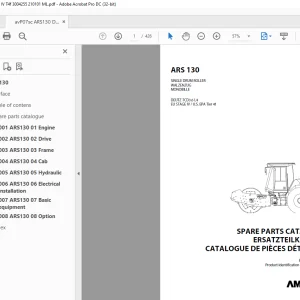 Ammann ARS 130 Single Drum Roller Parts Catalogue Manual 3004255 PDF