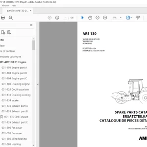 Ammann ARS 130 Single Drum Roller Parts Catalogue Manual 3009841 PDF