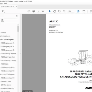Ammann ARS 130 Single Drum Roller Parts Catalogue Manual 3010629 PDF
