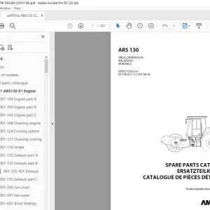 Ammann ARS 130 Single Drum Roller Parts Catalogue Manual 3022304 PDF