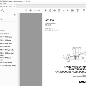 Ammann ARS 130 Single Drum Roller Parts Catalogue Manual 3029912 PDF