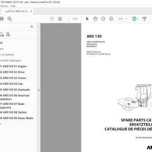Ammann ARS 130 Single Drum Roller Parts Catalogue Manual 3036002 PDF