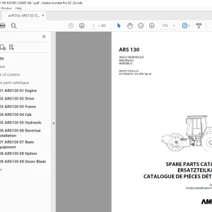 Ammann ARS 130 Single Drum Roller Parts Catalogue Manual 3037481 PDF