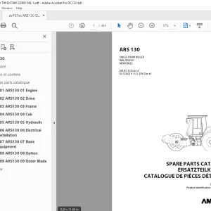Ammann ARS 130 Single Drum Roller Parts Catalogue Manual 3037492 PDF