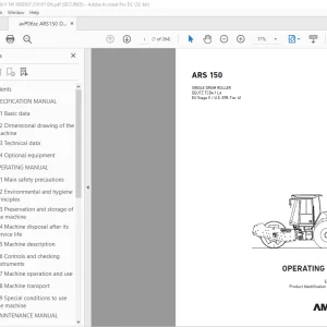 Ammann ARS 150 Single Drum Roller Operating Manual 3002907 PDF