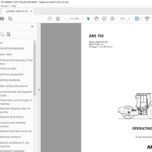 Ammann ARS 150 Single Drum Roller Operating Manual 3009982 PDF