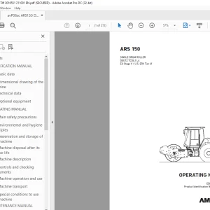 Ammann ARS 150 Single Drum Roller Operating Manual 3016551 PDF