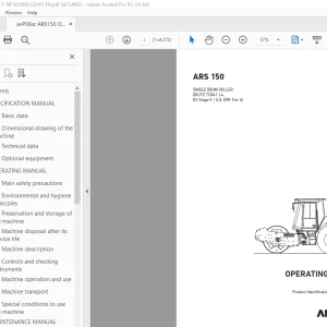 Ammann ARS 150 Single Drum Roller Operating Manual 3025686 PDF