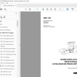 Ammann ARS 150 Single Drum Roller Parts Catalogue Manual 3025686 PDF