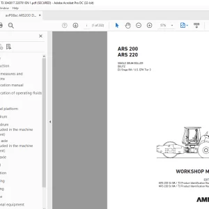 Ammann ARS 200 ARS 220 Single Drum Roller Operating Manual PDF