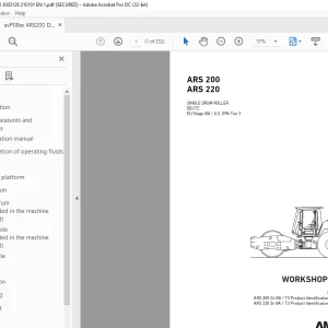 Ammann ARS 200 ARS 220 Single Drum Roller Operating Manual PDF