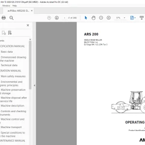 Ammann ARS 200 Single Drum Roller Operating Manual 3003126 PDF