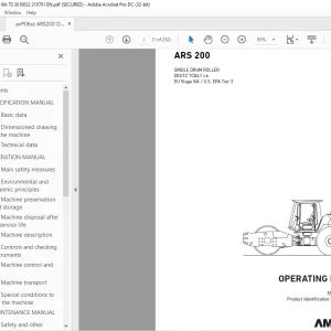 Ammann ARS 200 Single Drum Roller Operating Manual 3010632 PDF