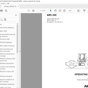 Ammann ARS 200 Single Drum Roller Operating Manual 3024819 PDF