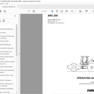 Ammann ARS 200 Single Drum Roller Operating Manual 3029297 PDF