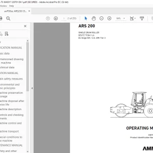 Ammann ARS 200 Single Drum Roller Operating Manual 3043017 PDF