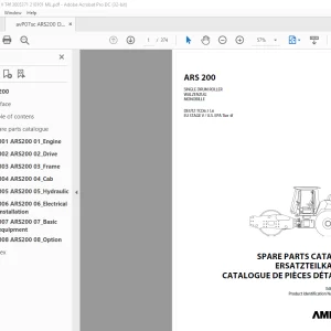 Ammann ARS 200 Single Drum Roller Parts Catalogue Manual 3005371 PDF