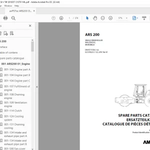 Ammann ARS 200 Single Drum Roller Parts Catalogue Manual 3010357 PDF