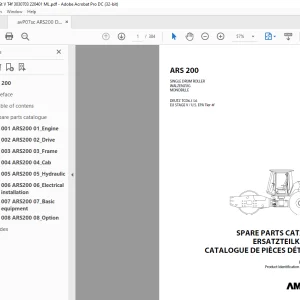 Ammann ARS 200 Single Drum Roller Parts Catalogue Manual 3030703 PDF