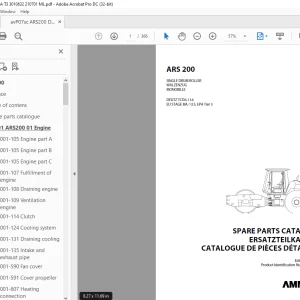 Ammann ARS 200 Single Drum Roller Parts Manual 3010632 PDF
