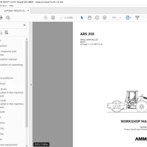Ammann ARS 200 Single Drum Roller Workshop Manual 3005371 PDF