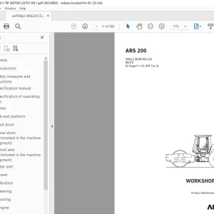 Ammann ARS 200 Single Drum Roller Workshop Manual 3047085 PDF