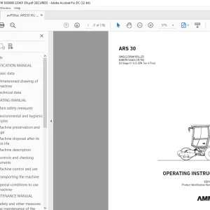 Ammann ARS 30 Single Drum Roller Operating Manual 3000000 PDF