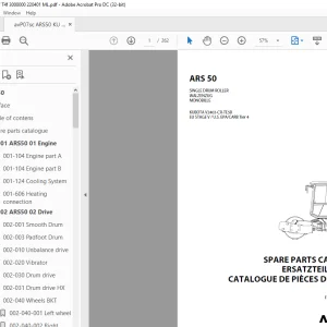 Ammann ARS 50 Single Drum Roller Parts Catalogue Manual 3000000 PDF