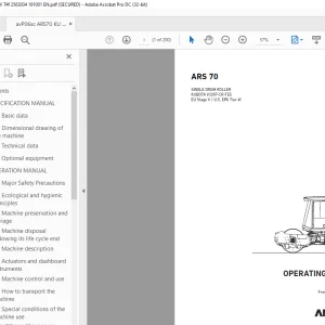 Ammann ARS 70 Single Drum Roller Operating Manual SN 2563034 PDF