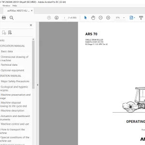 Ammann ARS 70 Single Drum Roller Operating Manual SN 2563046 PDF