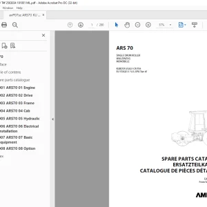 Ammann ARS 70 Single Drum Roller Parts Catalogue Manual 2563034 PDF