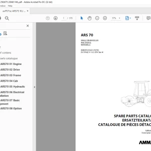 Ammann ARS 70 Single Drum Roller Parts Catalogue Manual 2563075 PDF