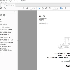 Ammann ARS 70 Single Drum Roller Parts Catalogue Manual 3001289 PDF