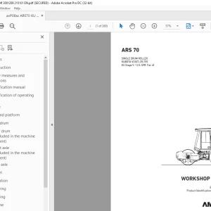 Ammann ARS 70 Single Drum Roller Workshop Manual 3001289 PDF