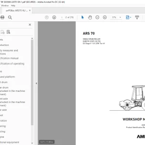 Ammann ARS 70 Single Drum Roller Workshop Manual 3035068 PDF