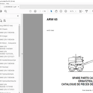 Ammann ARW 65 HATZ 1D42 Parts Manual 11003438-14698393 PDF