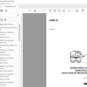 Ammann ARW 65 Hatz 1D42 Parts Manual 3023985 PDF
