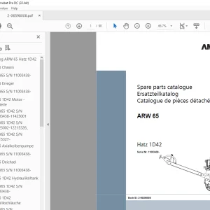 Ammann ARW 65 Hatz 1D42 Walk Behind Roller Parts Manual 11003438 PDF