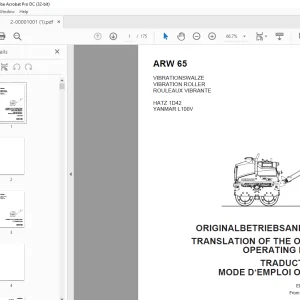 Ammann ARW 65 Vibration Roller Operating Manual 3000001 PDF